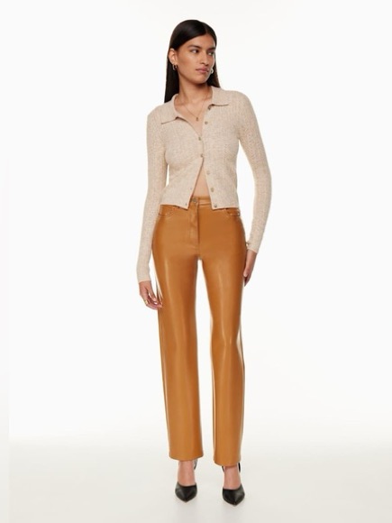 Aritzia Women’s Faux Leather Melina Pants - Rich Chestnut Brown - Size 4